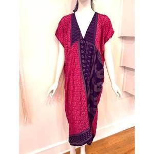 NEW BAIZAAR women's sari flow dress in purple/pink